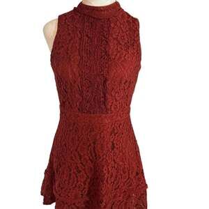 Blu Pepper Cayenne Mini Floral Lace Dress Sleeveless with Swing Skirt